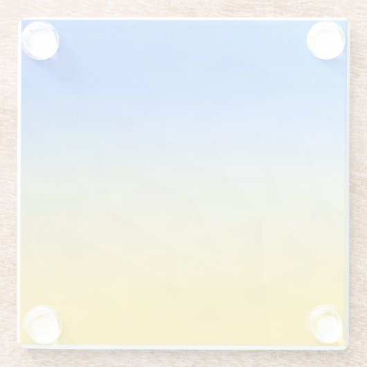 Oraal geel blauw geometrisch maaspatroon glazen onderzetter (Achterkant)