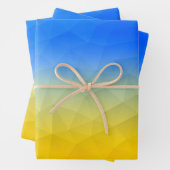 Oraal geel blauw geometrisch maaspatroon inpakpapier vel (In situ)