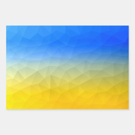 Oraal geel blauw geometrisch maaspatroon inpakpapier vel (Voorkant)