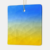 Oraal geel blauw geometrisch maaspatroon keramisch ornament (Links)