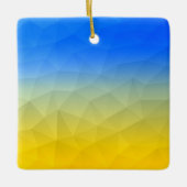 Oraal geel blauw geometrisch maaspatroon keramisch ornament (Voorkant)