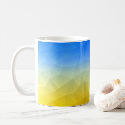 Oraal geel blauw geometrisch maaspatroon koffiemok (Met donut)