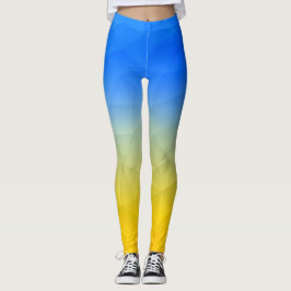 Oraal geel blauw geometrisch maaspatroon leggings