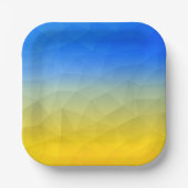 Oraal geel blauw geometrisch maaspatroon papieren bordje (Voorkant)