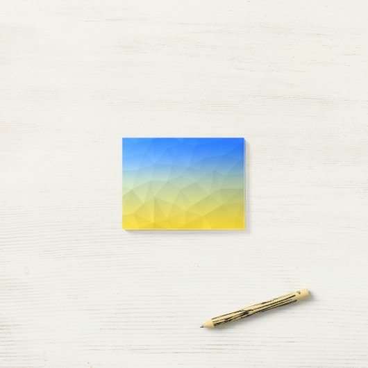 Oraal geel blauw geometrisch maaspatroon post-it® notes (Op bureau)