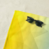 Oraal geel blauw geometrisch maaspatroon strandlaken (In situ)