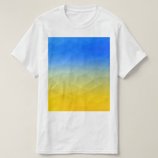 Oraal geel blauw geometrisch maaspatroon t-shirt (Design voorkant)