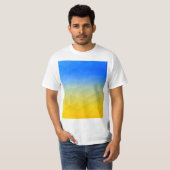 Oraal geel blauw geometrisch maaspatroon t-shirt (Voorkant volledig)