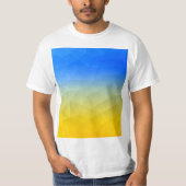 Oraal geel blauw geometrisch maaspatroon t-shirt (Voorkant)