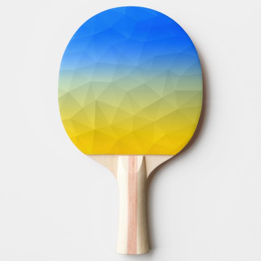 Oraal geel blauw geometrisch maaspatroon tafeltennisbatje (Voorkant)