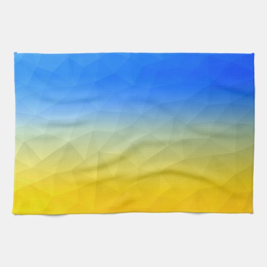 Oraal geel blauw geometrisch maaspatroon theedoek (Horizontaal)