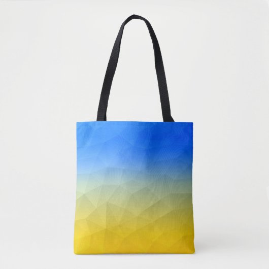 Oraal geel blauw geometrisch maaspatroon tote bag (Voorkant)