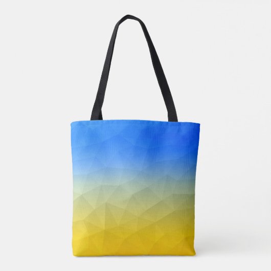 Oraal geel blauw geometrisch maaspatroon tote bag (Achterkant)