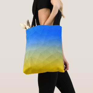 Oraal geel blauw geometrisch maaspatroon tote bag