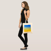 Oraal geel blauw geometrisch maaspatroon tote bag (Voorkant (model))