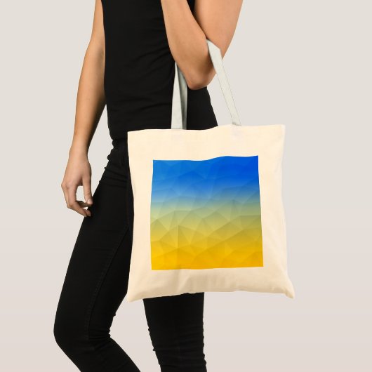 Oraal geel blauw geometrisch maaspatroon tote bag (Voorkant (product))