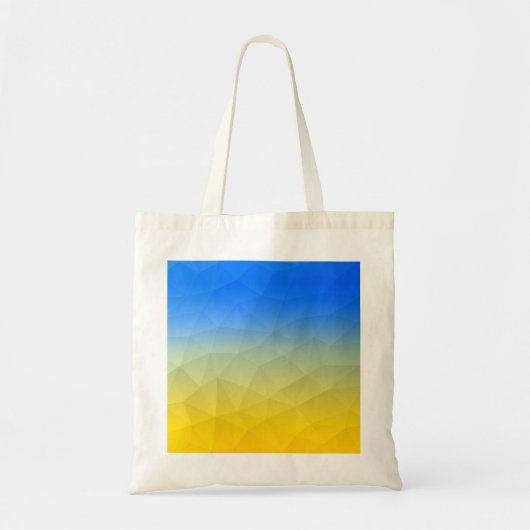 Oraal geel blauw geometrisch maaspatroon tote bag (Voorkant)