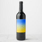 Oraal geel blauw geometrisch maaspatroon wijn etiket (Voorkant)