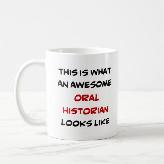 oraal historicus , geweldige koffiemok (Links)