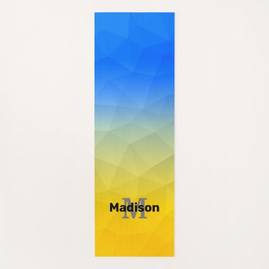 Oraal oergeel blauw maasvormig maaspatroon Monogra Yogamat (Voorkant)