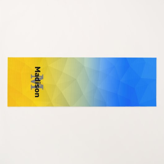 Oraal oergeel blauw maasvormig maaspatroon Monogra Yogamat (Voorkant (horizontaal))