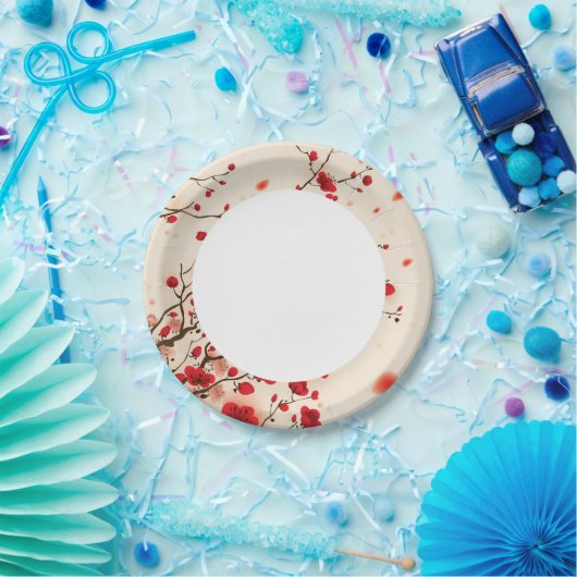 Oraal schilderij, bloesem in de lente papieren bordje (Feest)