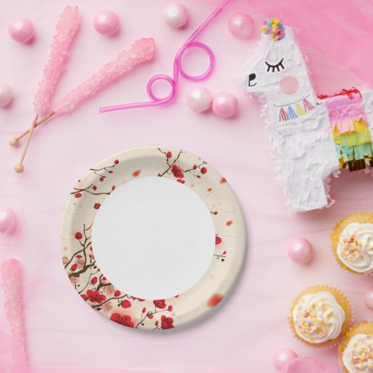 Oraal schilderij, bloesem in de lente papieren bordje (Feest)