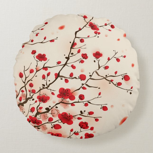 Oraal schilderij, bloesem in de lente rond kussen (Voorkant)