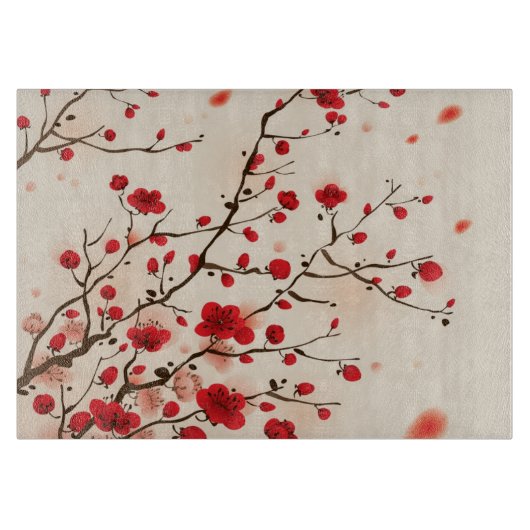 Oraal schilderij, bloesem in de lente snijplank (Voorkant)