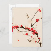 Oraal schilderij, bloesem in het voorjaar 3 briefkaart (Voorkant / Achterkant)