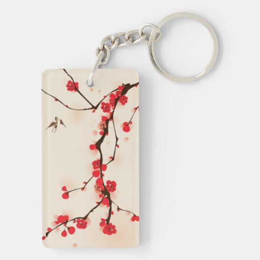 Oraal schilderij, bloesem in het voorjaar 3 sleutelhanger (achterkant)