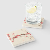 Oraal schilderij, bloesem in het voorjaar 3 stenen onderzetter (Zijkant)