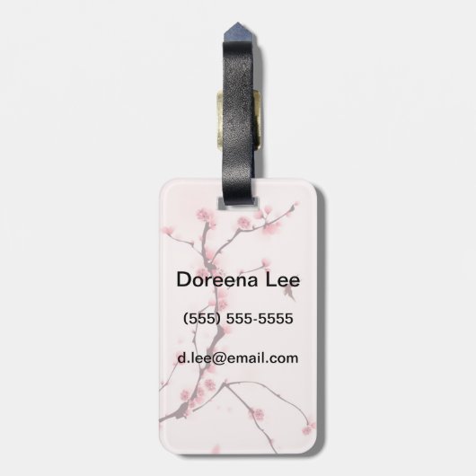 Oraal schilderij, kersenbloesem bagagelabel (Achterkant verticaal)