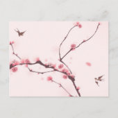 Oraal schilderij, kersenbloesem briefkaart (Voorkant)