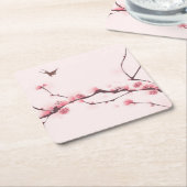 Oraal schilderij, kersenbloesem kartonnen onderzetters (Schuin)