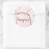 Oraal schilderij, kersenbloesem ronde sticker (Tas)