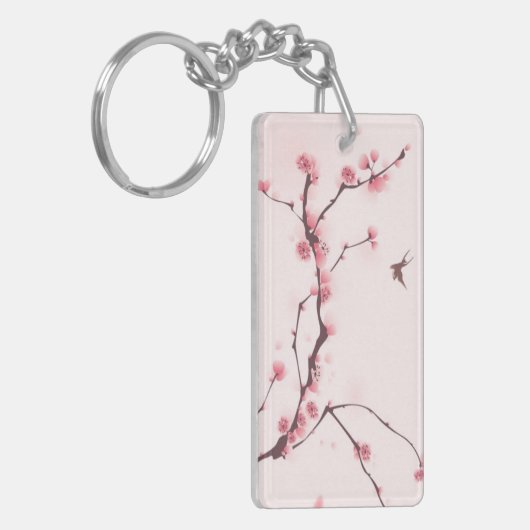 Oraal schilderij, kersenbloesem sleutelhanger (Voorkant Links)