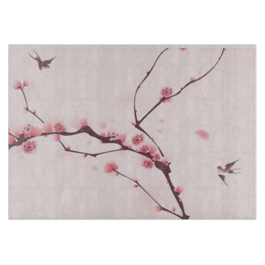 Oraal schilderij, kersenbloesem snijplank (Voorkant)