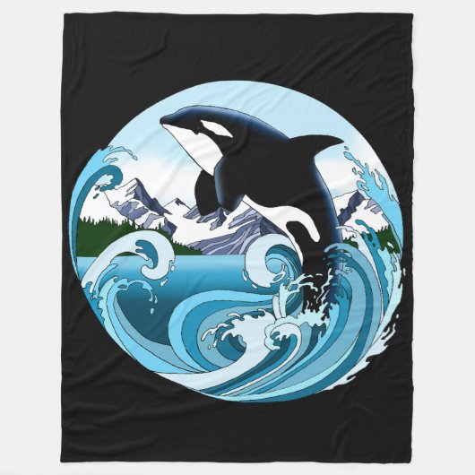 Oraca Killer Whale Blue Ocean Fleece Deken (Voorkant)