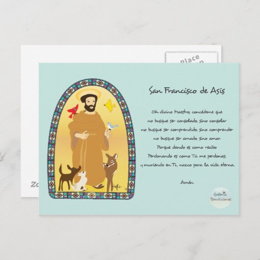 Oración San Francisco de Asís Briefkaart (Voorkant / Achterkant)