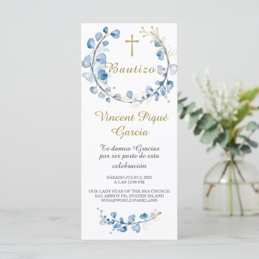 Oraciones Cortas Bautizo Tarjeta Menu (Staand voorkant)