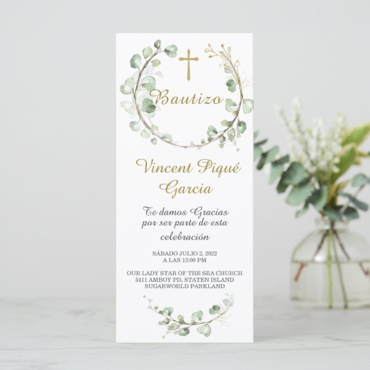 Oraciones Cortas Bautizo Tarjeta Menu (Staand voorkant)