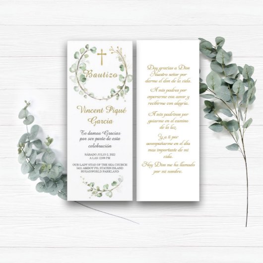 Oraciones Cortas Bautizo Tarjeta Menu