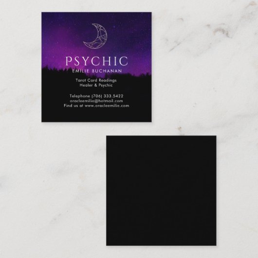 Oracle en Psychic Gold Moon Night Sky Vierkante Visitekaartje (Voorkant / Achterkant)