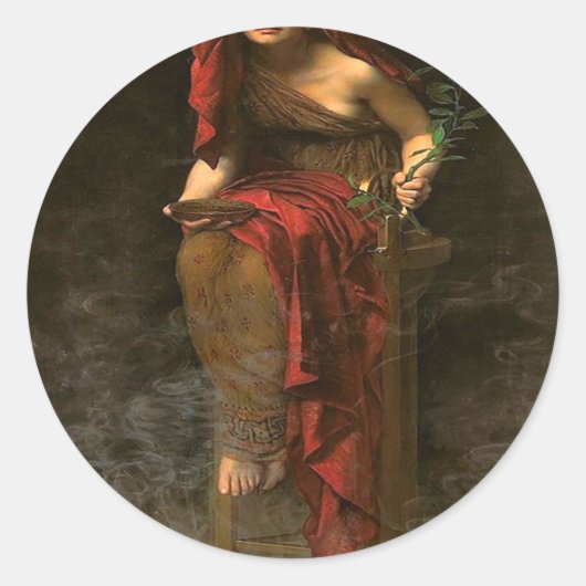 Oracle Priestess of Delphi Pythia in high Priestes Ronde Sticker (Voorkant)