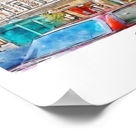 Oradea Roemenië Reizen Waterverf Hand getekend Poster (Hoek)