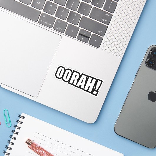 ORAH! STICKER (Laptop met iPhone)