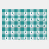Oral Cancer Awareness Plaid Teal Ribbon Inpakpapier Vel (Voorkant)