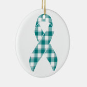 Oral Cancer Awareness Plaid Teal Ribbon Keramisch Ornament (Rechts)