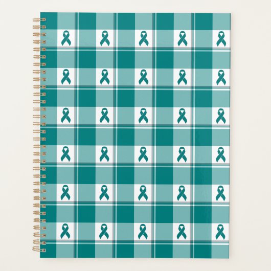 Oral Cancer Awareness Plaid Teal Ribbon Planner (Voorkant)